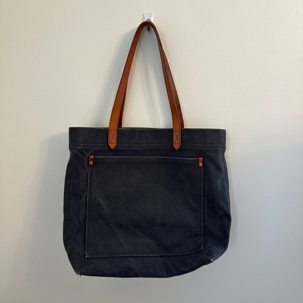 Madewell The Canvas Transport Tote Navy Blue / Leather Straps